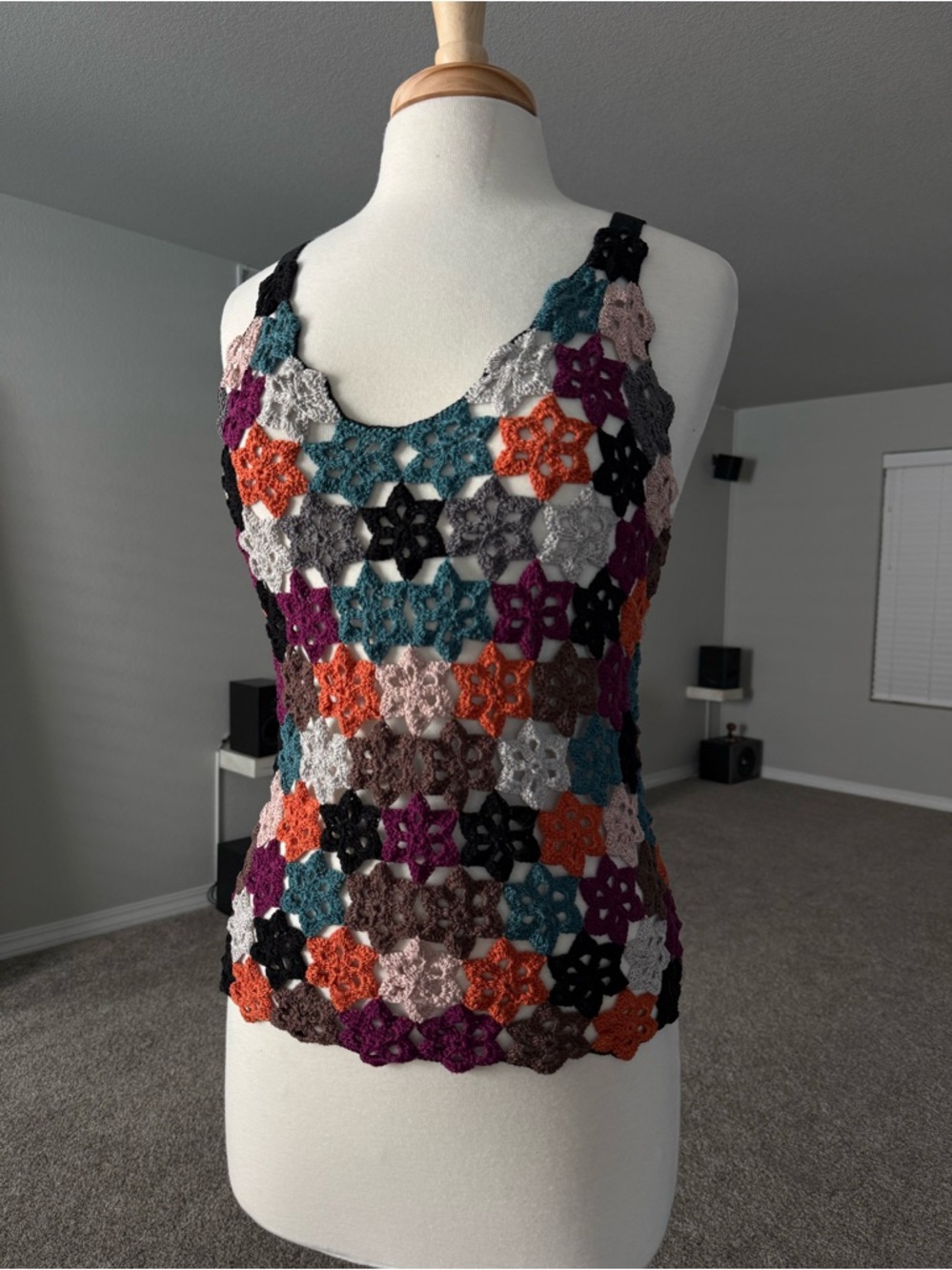 Crochet Floral Tank Top in Multicolor - Women